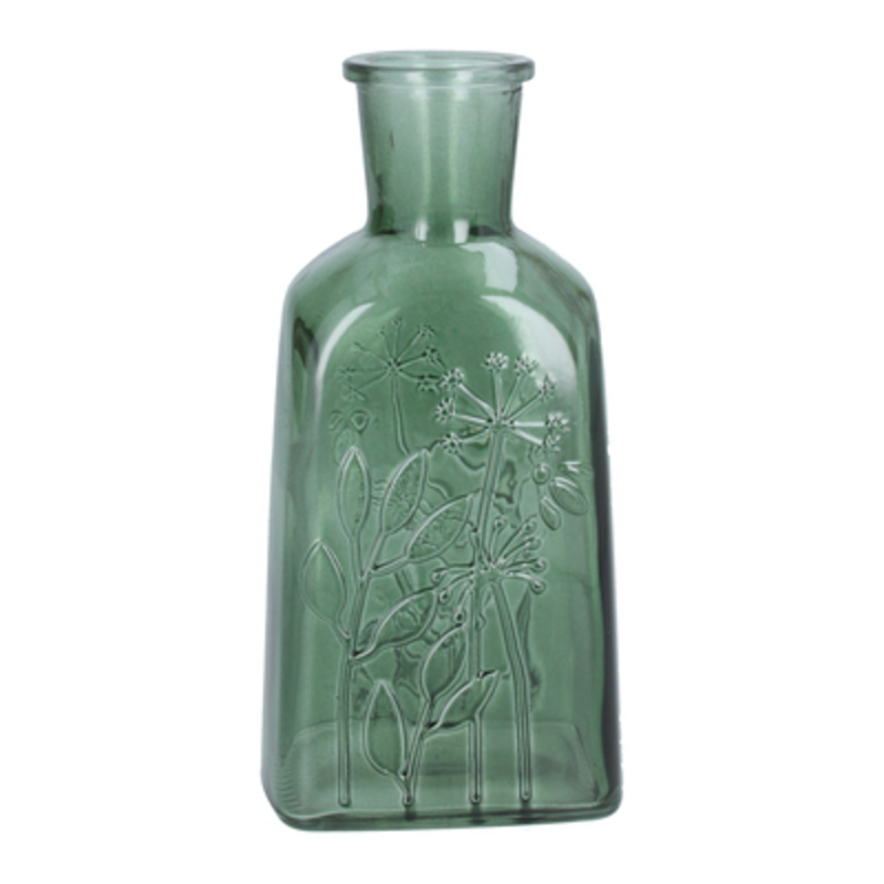 Green Glass Meadow Bottle Vase By Gisela Graham Green Glass Bottle Vase With Meadow Floral Design. The Perfect Addition To Your Home. By Gisela Graham.